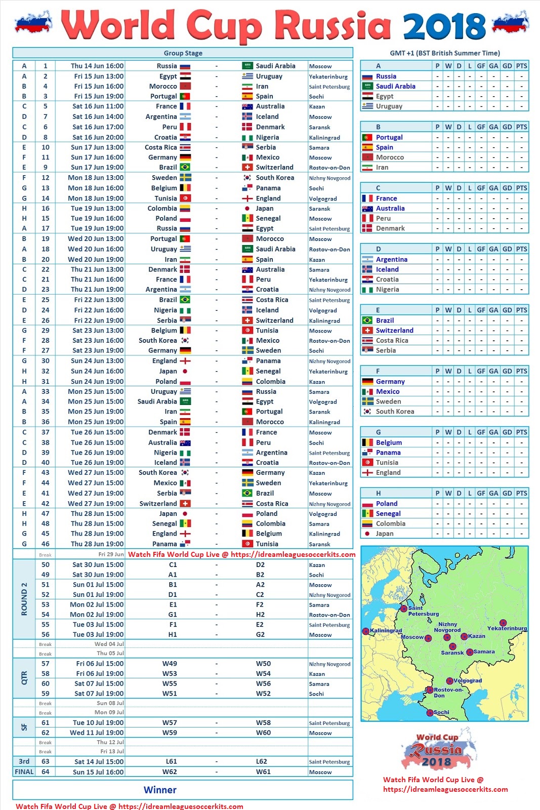Fifa Games Schedule 2018 Russia